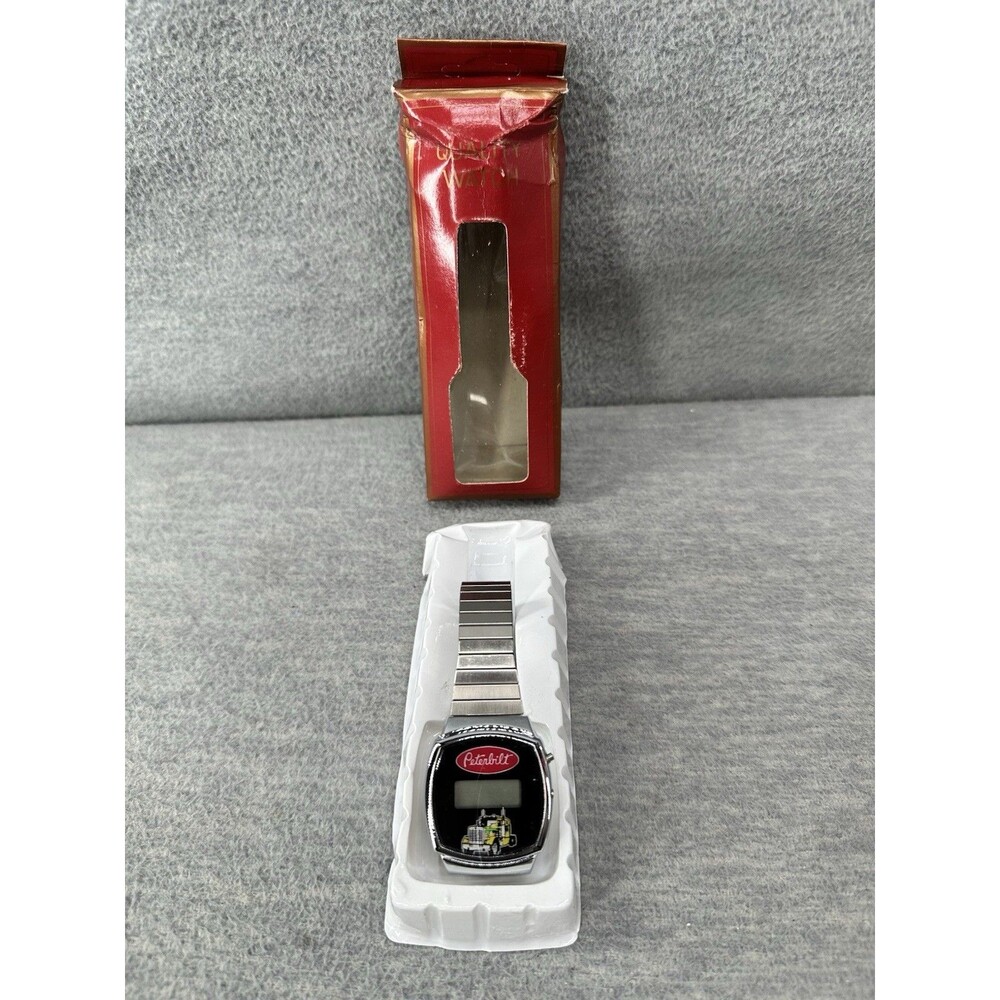 PETERBILT TRUCK Vintage Digital Mechanical Analog Silver Tone Watch